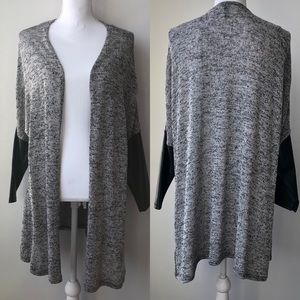 H&M Cardigan w/ Faux Leather Sleeves- Size M
